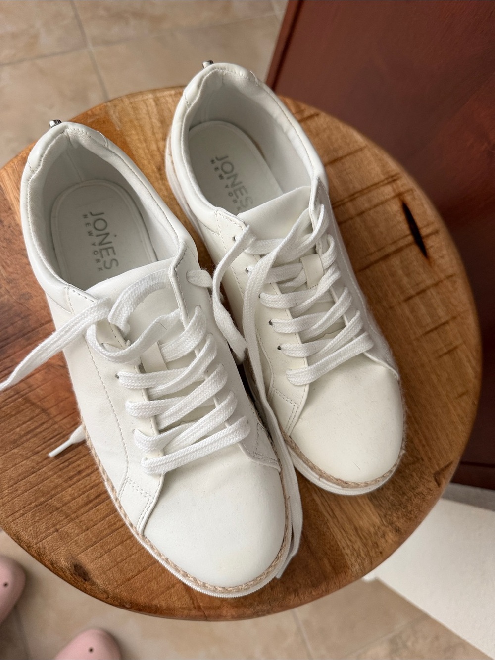 Jones New York White Low-Top Leather Sneakers